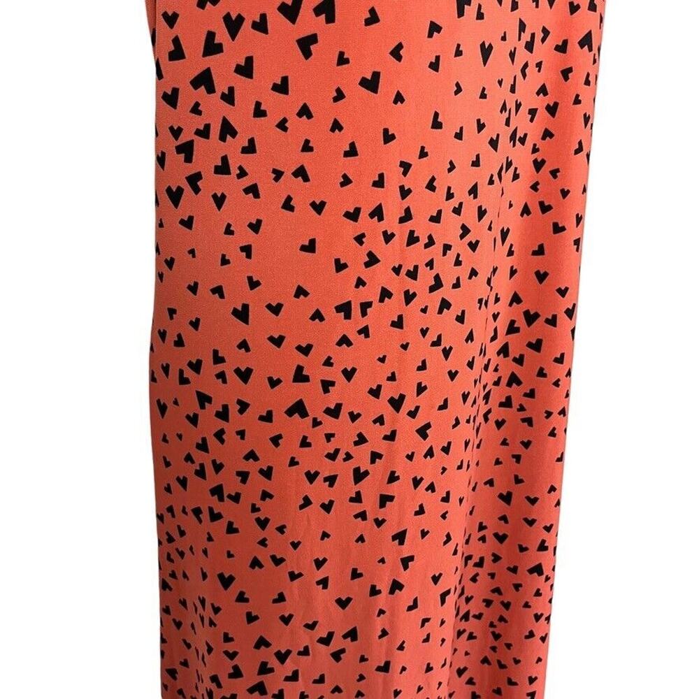 Anne Klein Womens Orange Black Stretch Jersey Knit Sleeveless V-Neck Dress sz L - Picture 5 of 16